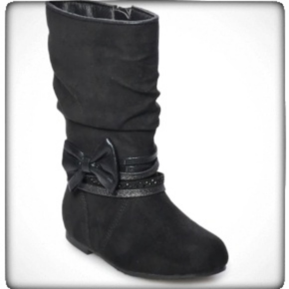 Jumping Beans SAHARA Black Zip Up Bow Boots-7 - Picture 1 of 5